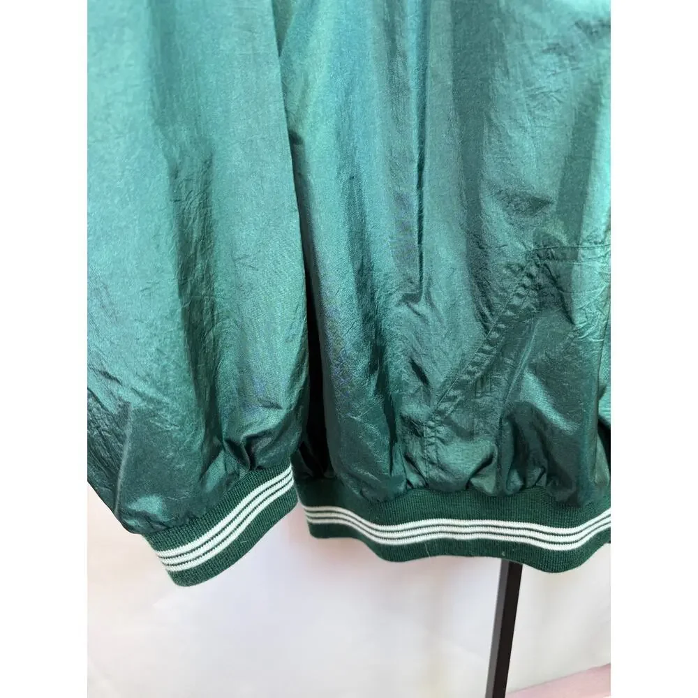 Vintage Premier International Green Pullover Windbreaker V Neck Athletic XL